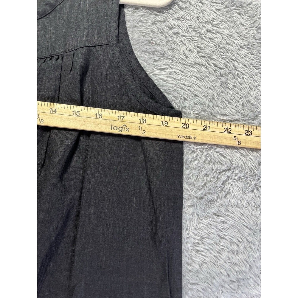 Allen Allen Women's XL Black Linen Shift Dress Sleeveless V Neck Pockets NWT - Picture 7 of 11